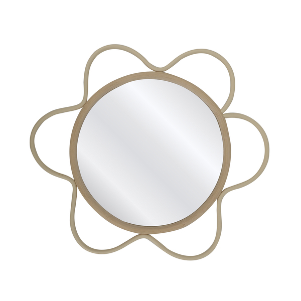 Espelho Decorativo Rattan Flor Com Moldura 38,7cm Oikos