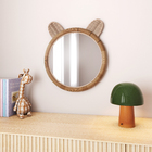 Espelho Decorativo Redondo 38cm Marrom Com Moldura Urso Oikos