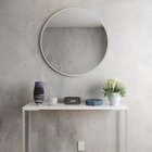 Espelho Decorativo Redondo 40 Cm Em Mdf Off White