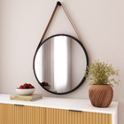 Espelho Decorativo Redondo 65x65cm Preto Com Moldura Adnet Inspire