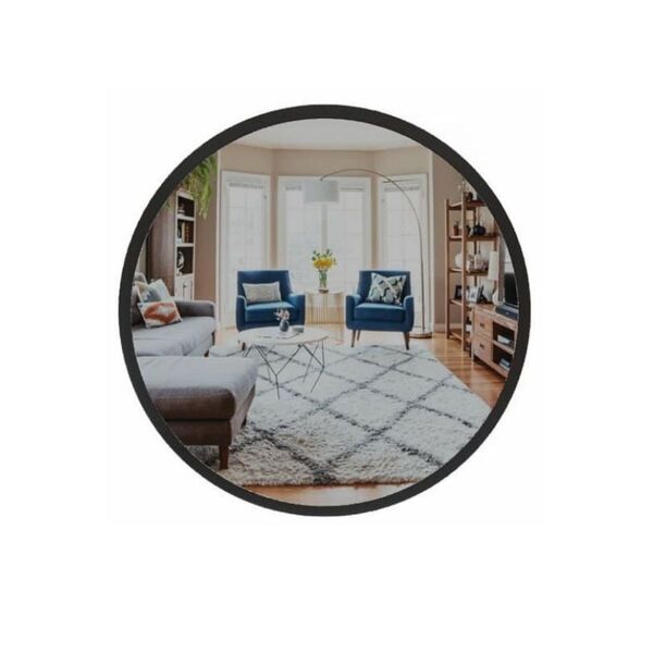 Espelho Decorativo Redondo 70x70cm Preto Sala Banheiro Hall