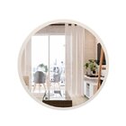 Espelho Decorativo Redondo 80 Cm Em Mdf Off White