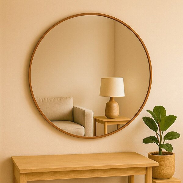 Espelho Decorativo Redondo 80cm De Parede Com Acabamento Ecol