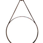 Espelho Decorativo Redondo C/ Alça 40cm C/ Couro Café