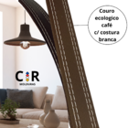 Espelho Decorativo Redondo C/ Alça 40cm C/ Couro Café