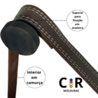 Espelho Decorativo Redondo C/ Alça 40cm C/ Couro Café