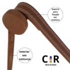 Espelho Decorativo Redondo C/ Alça 40cm C/ Couro Caramelo