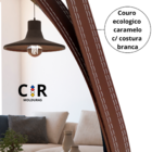 Espelho Decorativo Redondo C/ Alça 40cm C/ Couro Caramelo