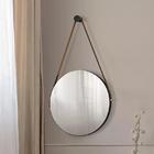 Espelho Decorativo Redondo Com Alça De Couro Sunset - Pr Móve