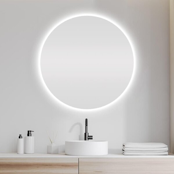 Espelho Decorativo Redondo Com Led 60cm Parte Traseira De Par