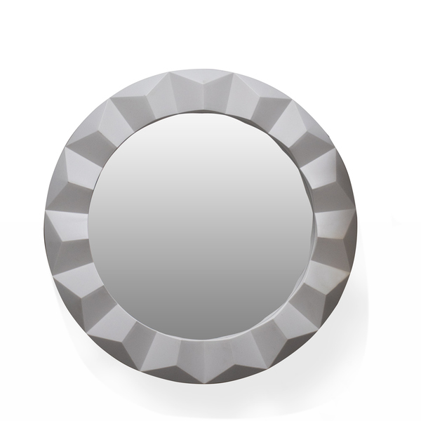 Espelho Decorativo Redondo Com Moldura De Plastíco 3d Branco