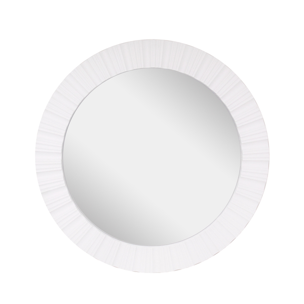 Espelho Decorativo Redondo Com Moldura De Plástico Branco 47x