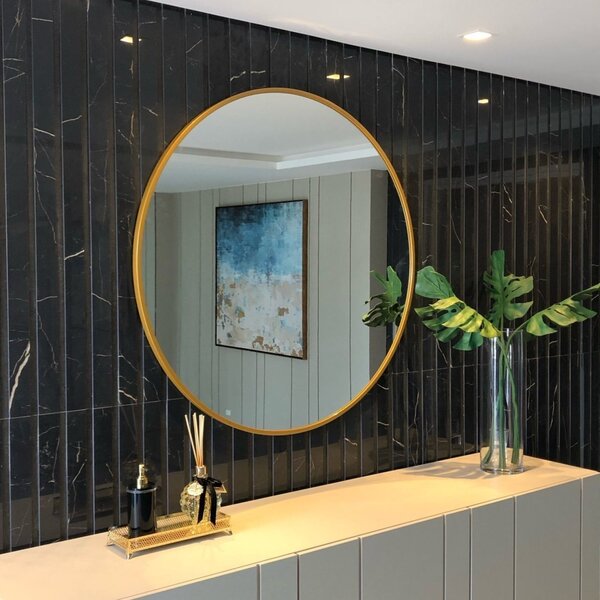 Espelho Decorativo Redondo Com Moldura Em Mdf Decore Pronto D