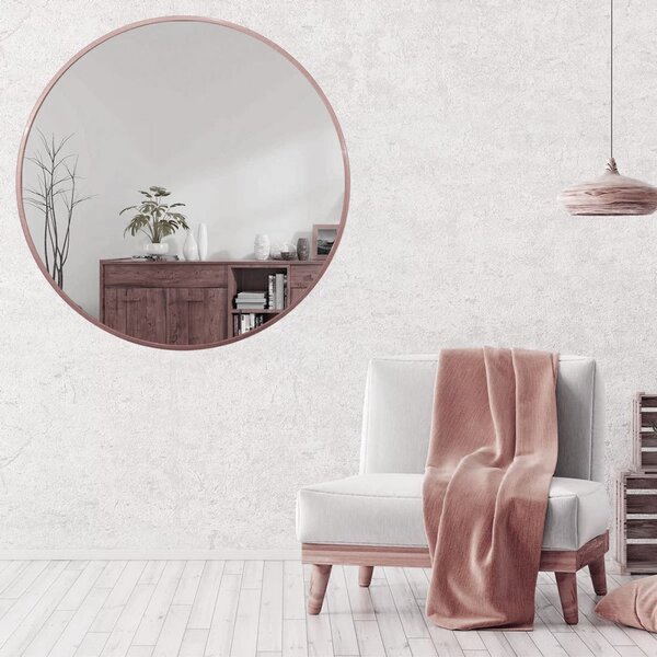 Espelho Decorativo Redondo Com Moldura Em Mdf Decore Pronto R