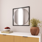 Espelho Decorativo Redondo Com Moldura Preto 53x53cm