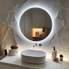 Espelho Decorativo Redondo Led Branco Frio Ou Quente Com Supo