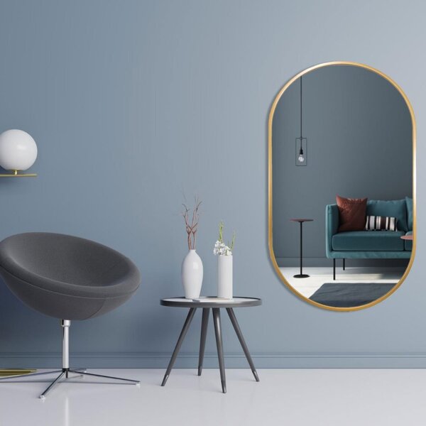 Espelho Decorativo Retangular Arredondado Com Moldura Decore