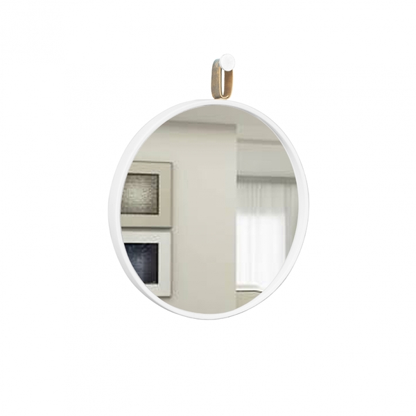 Espelho Decorativo Short Strip Branco Alça Corino Rajada 50 C