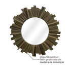 Espelho Decorativo Tijuca Natural Redondo Com Moldura 72cm Inspire