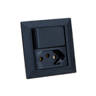 Espelho Duplo Chanfrado 1 Tomada 20a 1 Interruptor Preto