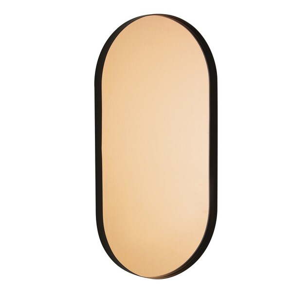 Espelho Elipse Cobre Em Metal Preto 70x36 5 Cm - Indo Decorar