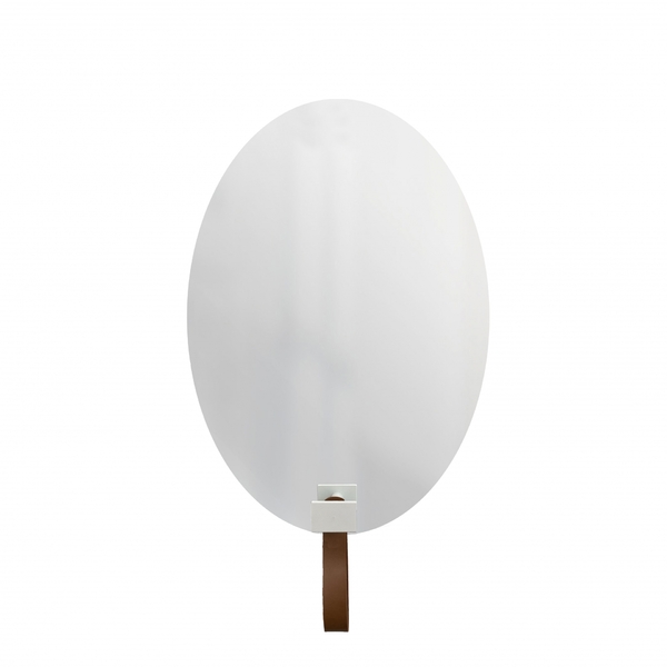 Espelho Funcional Hook Branco Alça Caramelo 60x40 Cm Oval