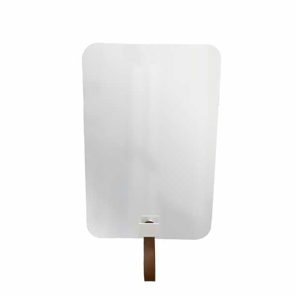 Espelho Funcional Hook Branco Retangular Com Corino Caramelo