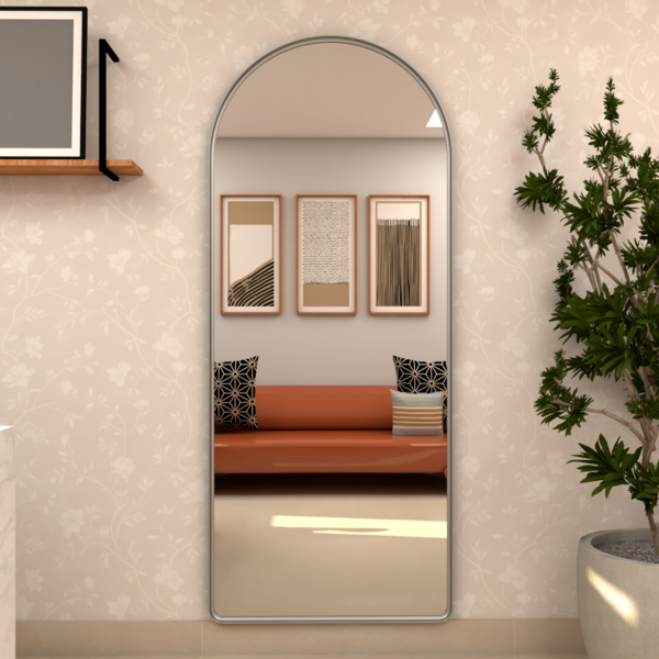 Espelho Grande Base Reta Com Moldura Metal Corpo Inteiro 170