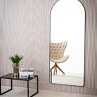 Espelho Grande Base Reta Com Moldura Metal Corpo Inteiro 170