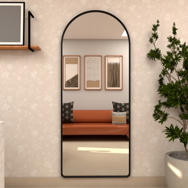 Espelho Grande Base Reta com Moldura Metal Corpo Inteiro 170