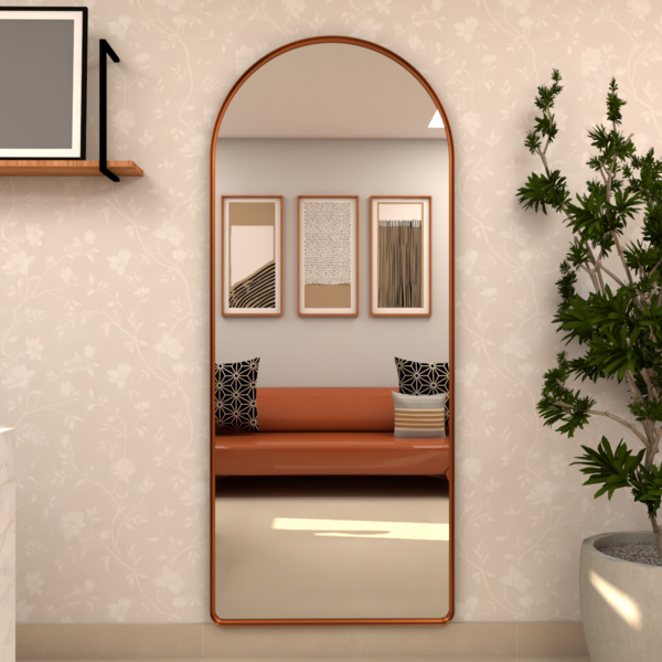 Espelho Grande Base Reta com Moldura Metal Corpo Inteiro 170