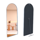 Espelho Grande Oval Base Reta Com Moldura Metal Corpo Inteiro