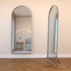 Espelho Grande Oval Base Reta Com Moldura Metal Corpo Inteiro