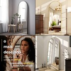 Espelho Grande Oval Base Reta Com Moldura Metal Corpo Inteiro