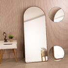 Espelho Grande Oval Base Reta Com Moldura Metal Corpo Inteiro