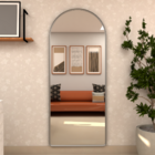 Espelho Grande Oval De Base Reta Corpo Inteiro Industrial Lux