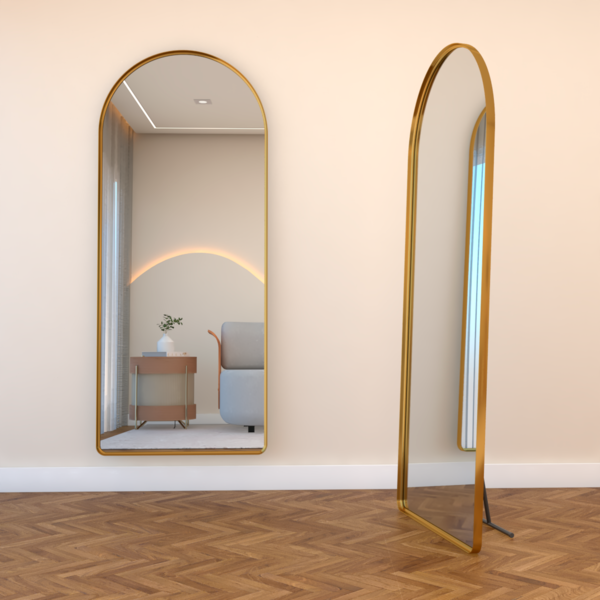 Espelho Grande Oval de Base Reta Corpo Inteiro Industrial Lux