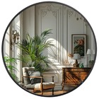 Espelho Grande Redondo Moldura Metal Decorativo 80x80cm Luxo