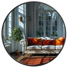 Espelho Grande Redondo Moldura Metal Decorativo 80x80cm Luxo