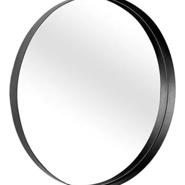 Espelho Grande Redondo Moldura Metal Decorativo 80x80cm Luxo