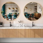 Espelho Grande Redondo Moldura Metal Decorativo 80x80cm Luxo