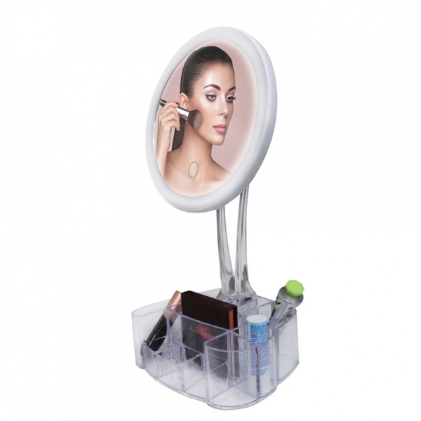 Espelho Hollywood By Vivitar Com Luz Led E Base Porta Maquiag