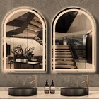 Espelho Jateado Arco Janelinha Iluminado Com Led Quente - 60x