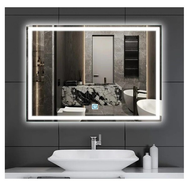 Espelho Jateado Iluminado Com Led Frio E Touch 130x100cm Hori