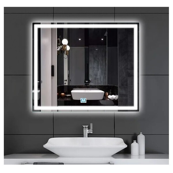 Espelho Jateado Iluminado Com Led Frio E Touch 80x70cm Horizo