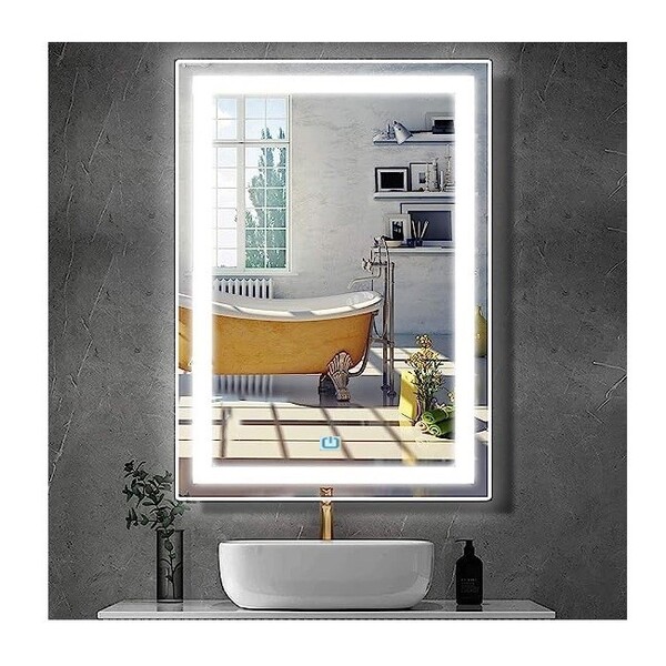 Espelho Jateado Iluminado Com Led Frio E Touch 90x80cm Vertic