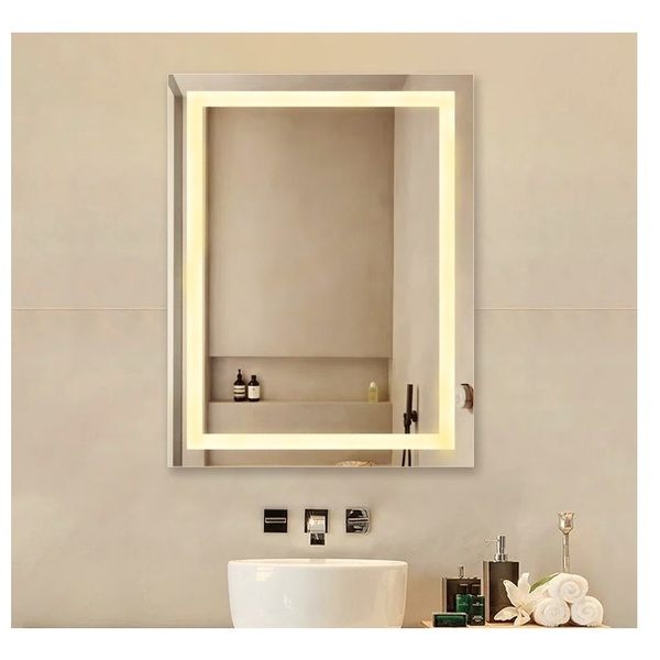 Espelho Jateado Iluminado Com Led Quente 50x80cm