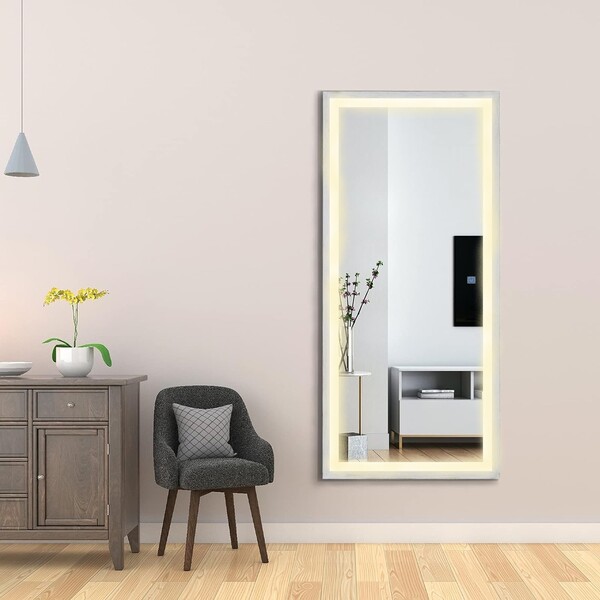 Espelho Jateado Iluminado Com Led Quente E Touch 180x80cm Ver