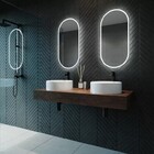 Espelho Jateado Oval Iluminado Com Led Frio - 50x80cm