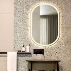 Espelho Jateado Oval Iluminado Com Led Quente - 50x100cm